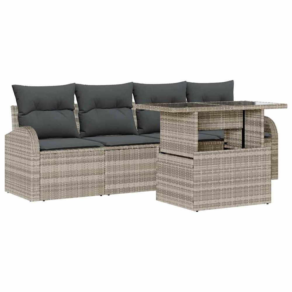 Ensemble de canapé de jardin 5 pc gris clair poly rattan