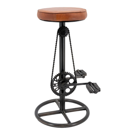Tabouret vélo vintage en cuir de chèvre