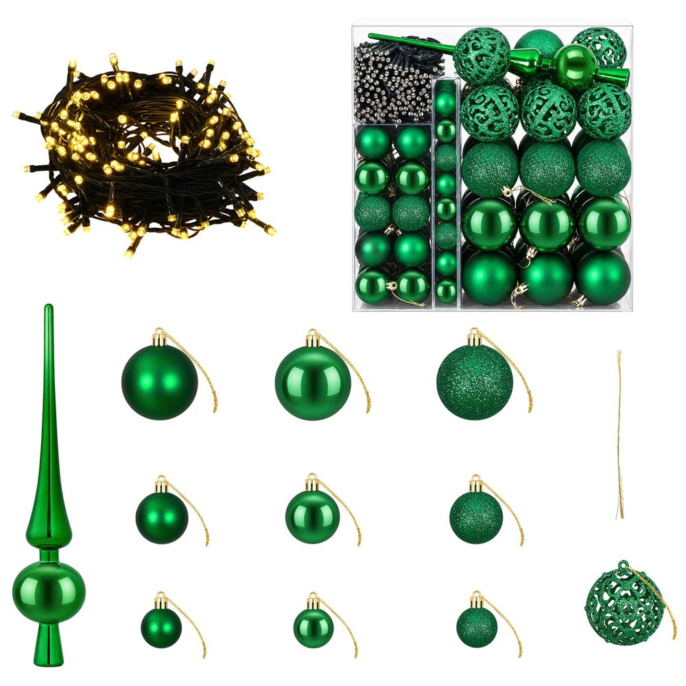 Ensemble de boules de noël 120 pc vert diam. 6 cm plastique
