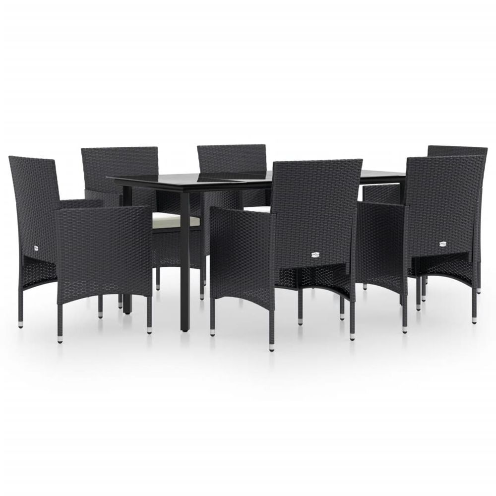 Ensemble à manger de jardin avec coussins 7 pcs noir