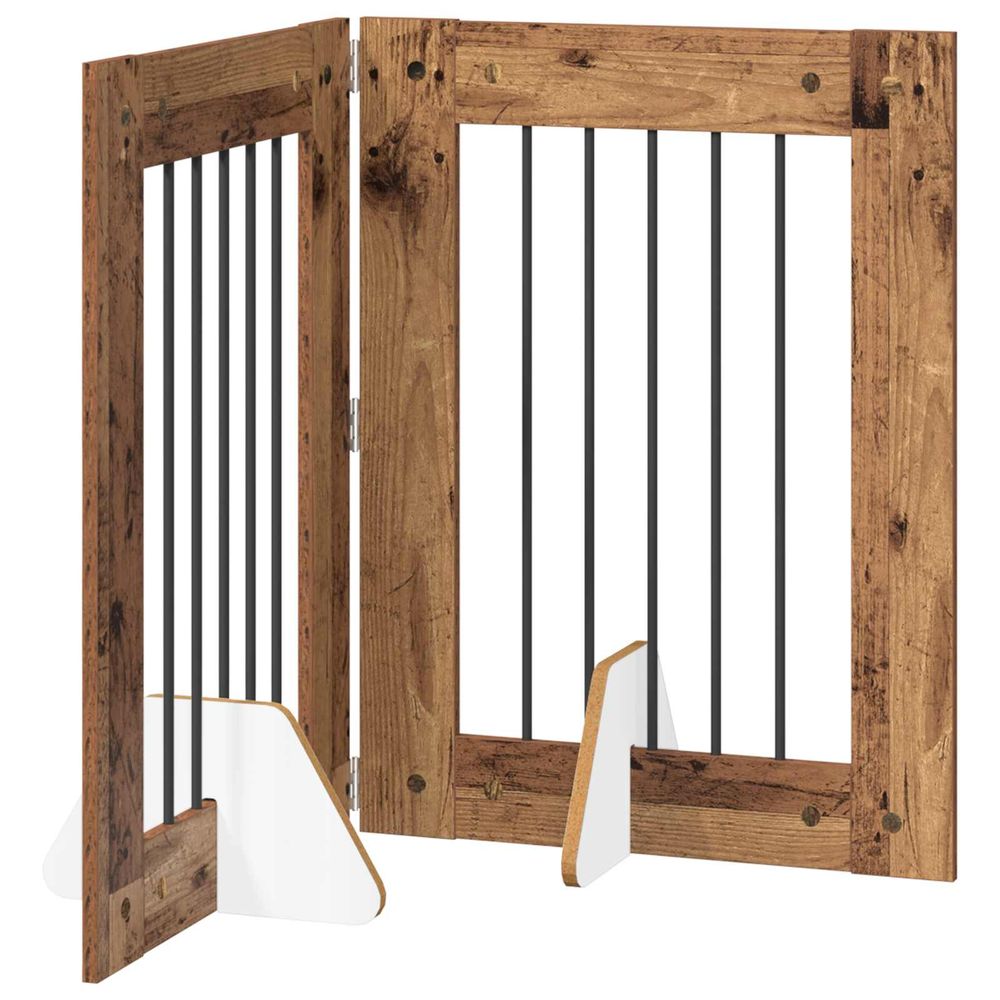 Porte de chien pliable avec supports 2 pc bois ancien 120,5 cm