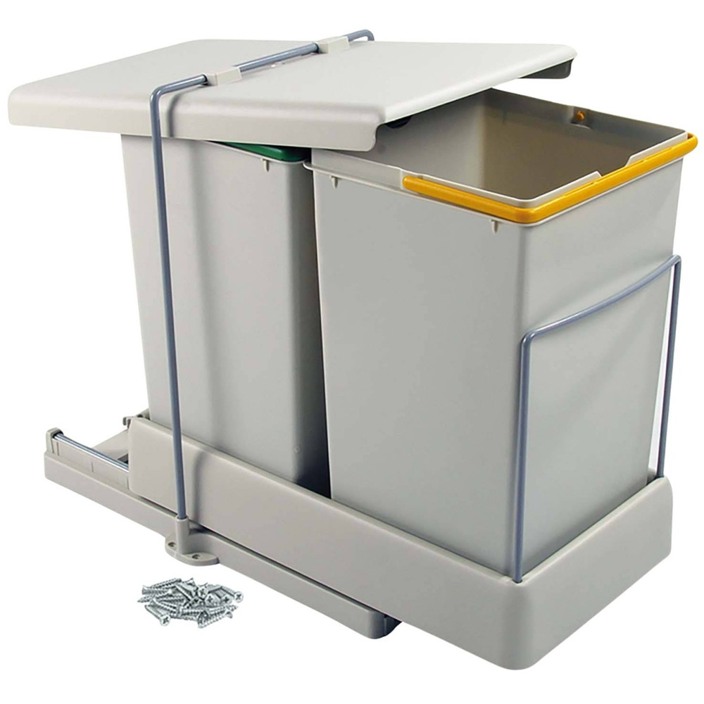 Poubelle de recyclage extraction automatique 2 conteneurs de 14 litres