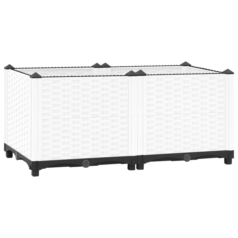 Jardinière bac lit surélevé plantes fleurs terrasse jardin 80 x 40 x 38 cm polypropylène blanc