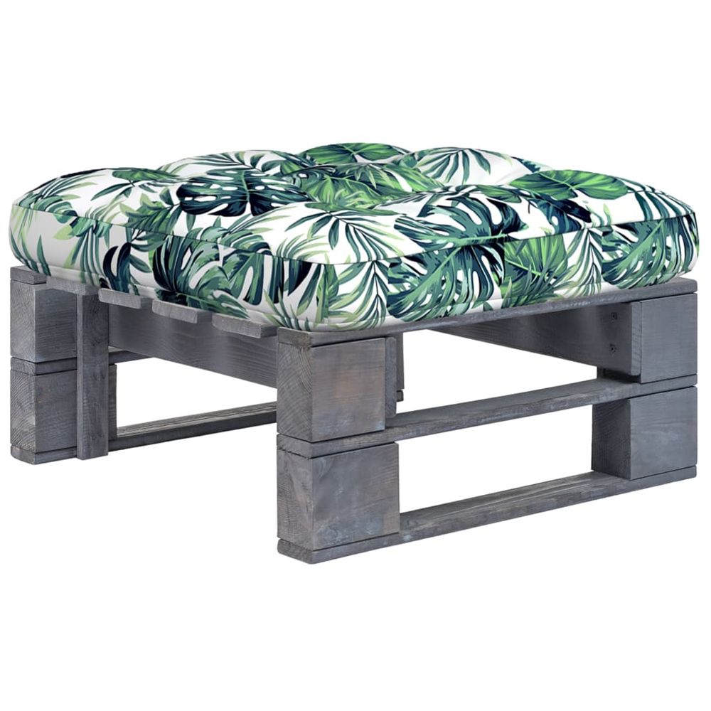 Pouf palette de jardin bois de pin imprégné de gris
