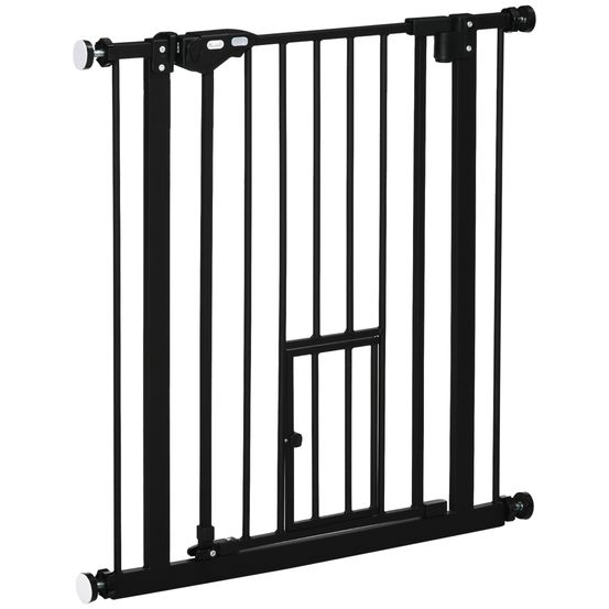 Barrière sécurité chien acier portes maison fixation pression 68x76cm noir - comfortxl pet living
