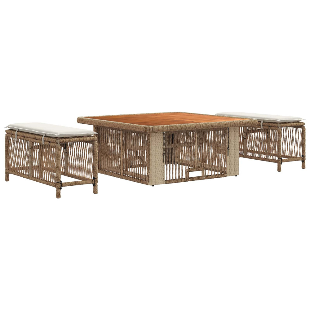 Ensemble de salle à manger pour jardin 3 pcs beige et crème