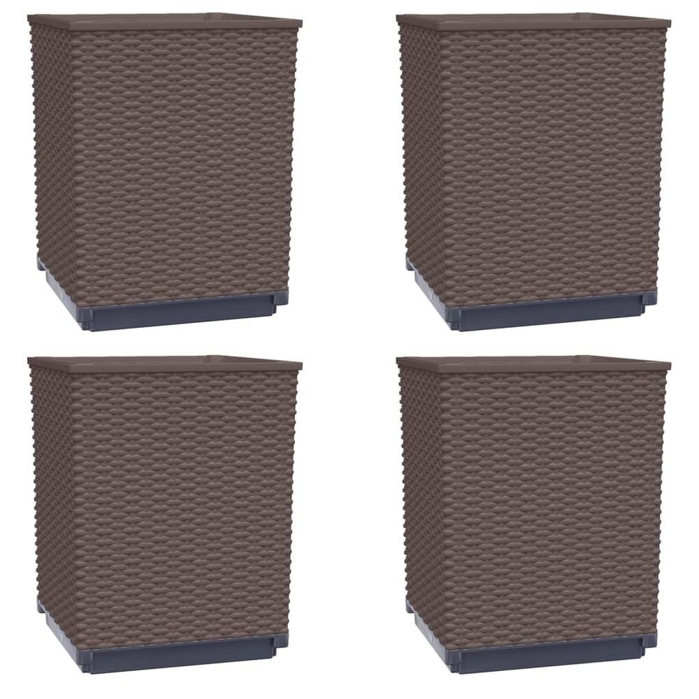 Jardinières 4 pcs marron 30x30x37 cm polypropylène