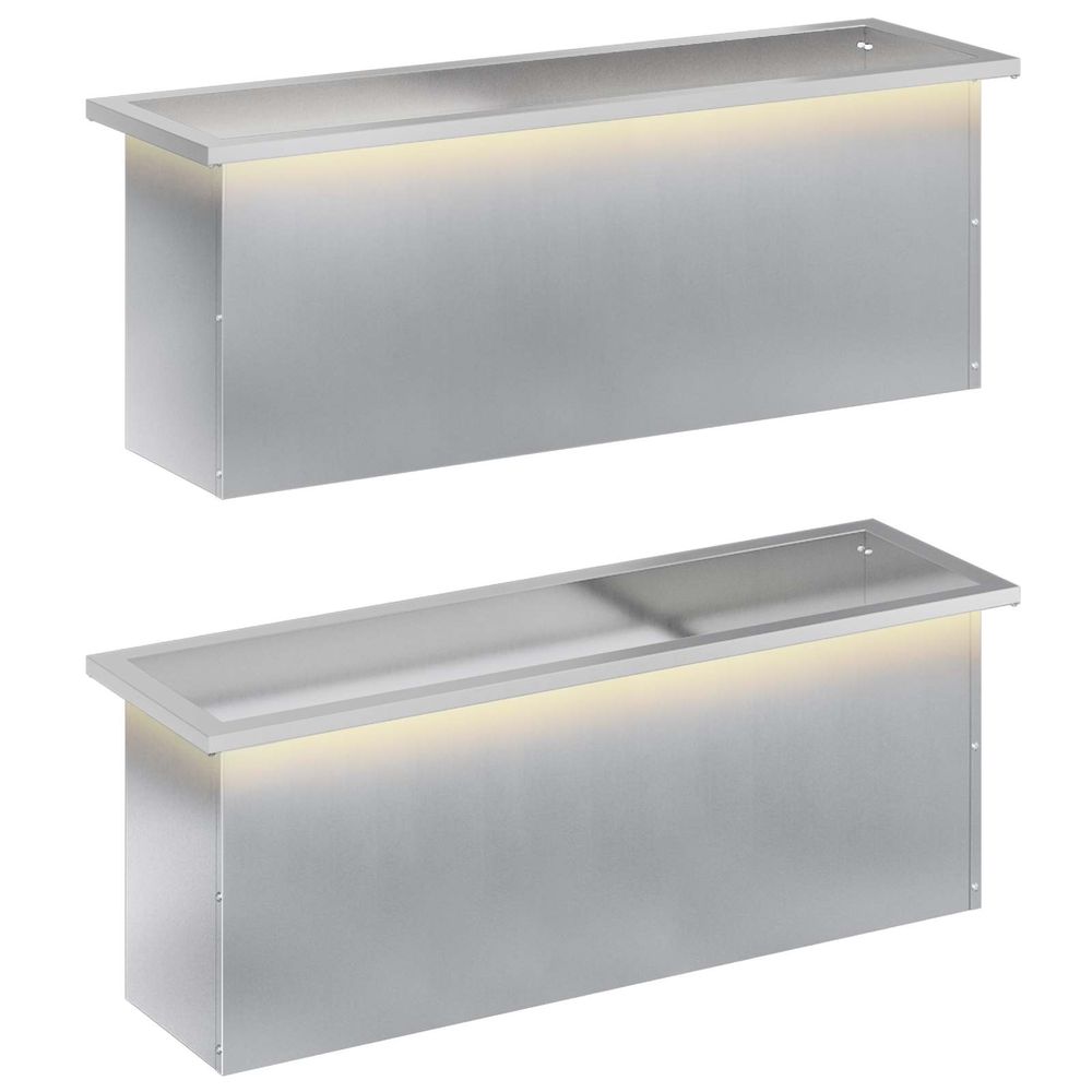 Jardinière d'extérieur de jardin avec led 2 pc argenté 30 x 100 x 30 cm