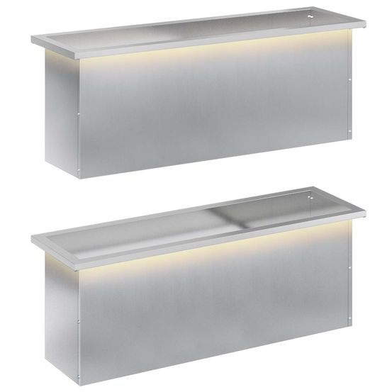 Jardinière d'extérieur de jardin avec led 2 pc argenté 30 x 100 x 30 cm