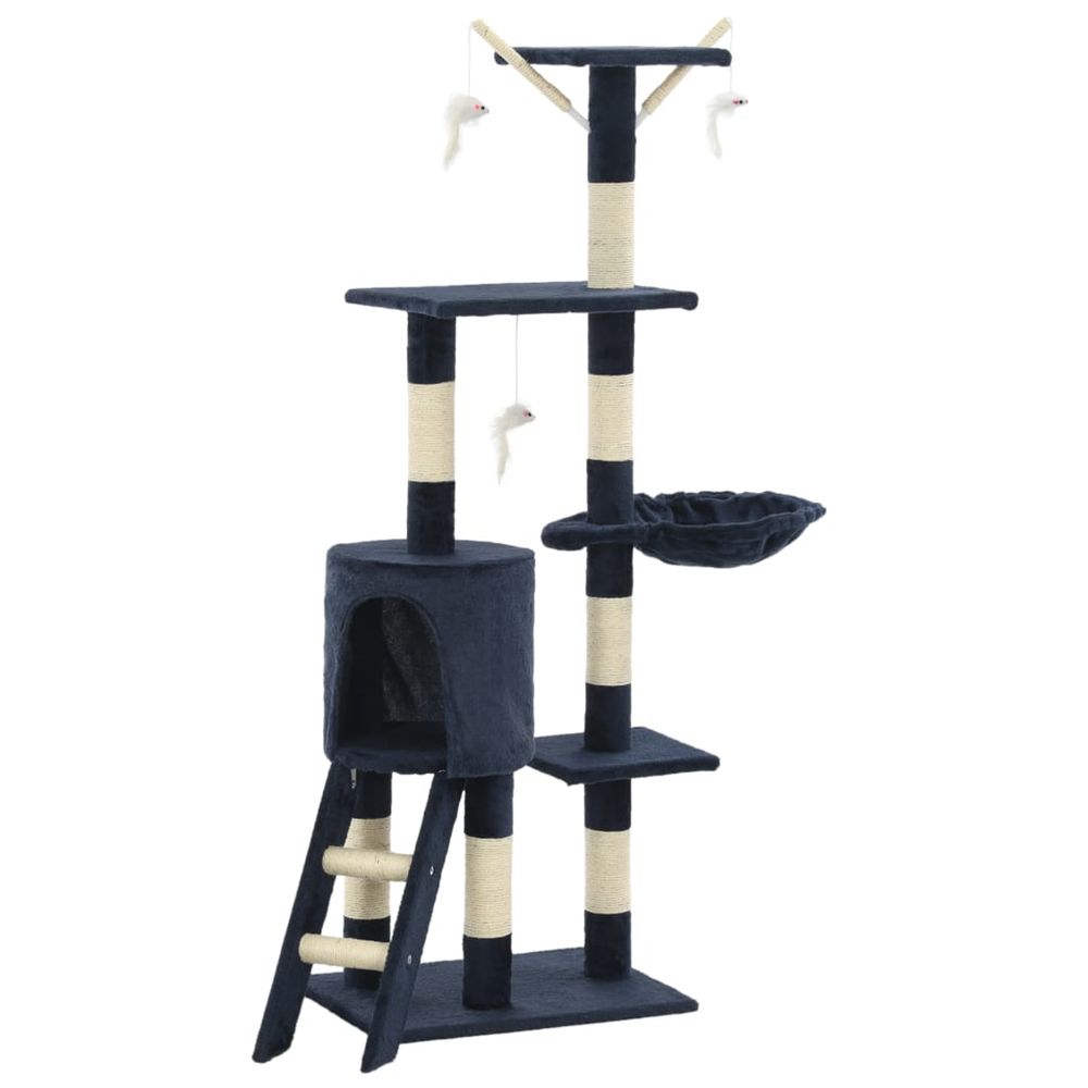 Arbre à chat avec griffoirs en sisal 138 cm bleu foncé