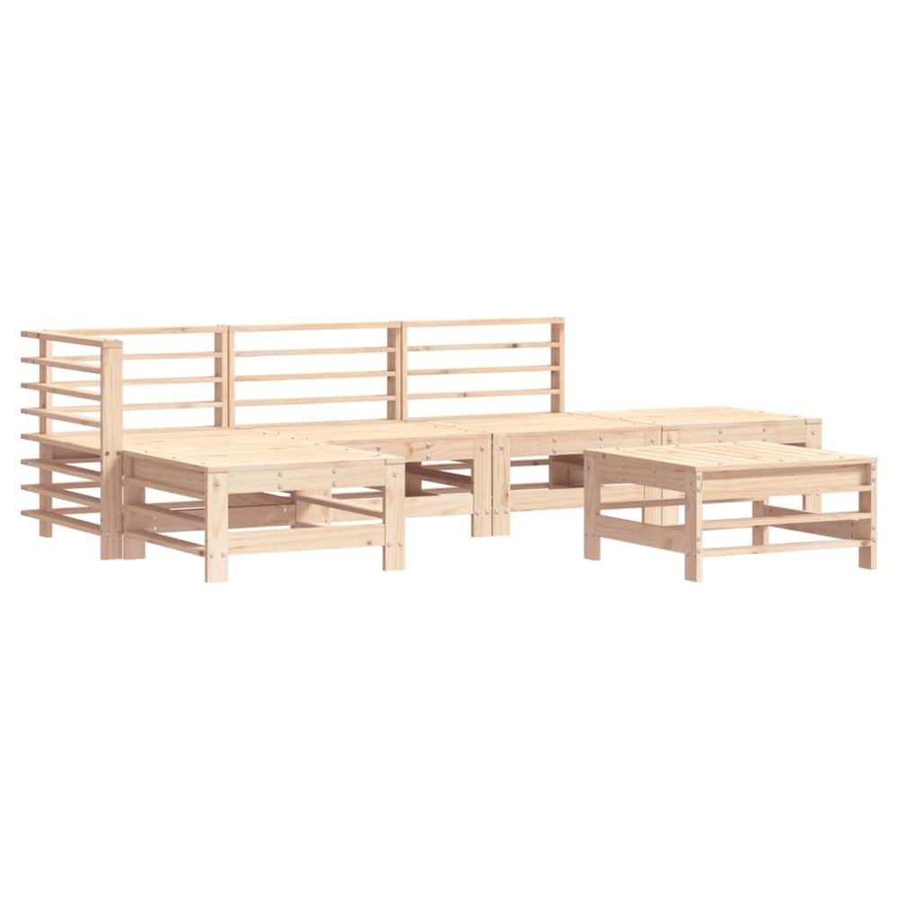 Salon de jardin 6 pcs bois de pin massif