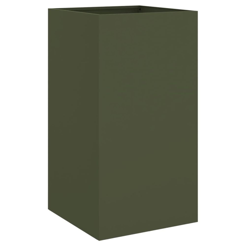 Jardinière d'extérieur vert olive 42x38x75 cm acier