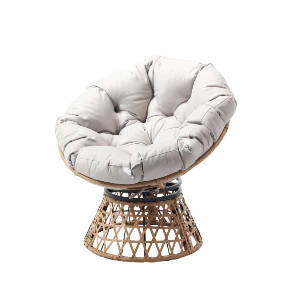 Fauteuil effet rotin avec coussin papasan