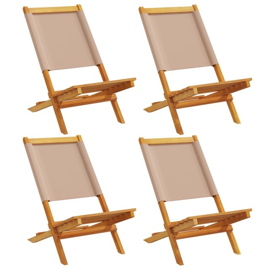 Chaises de jardin pliantes lot de 4 taupe tissu et bois massif