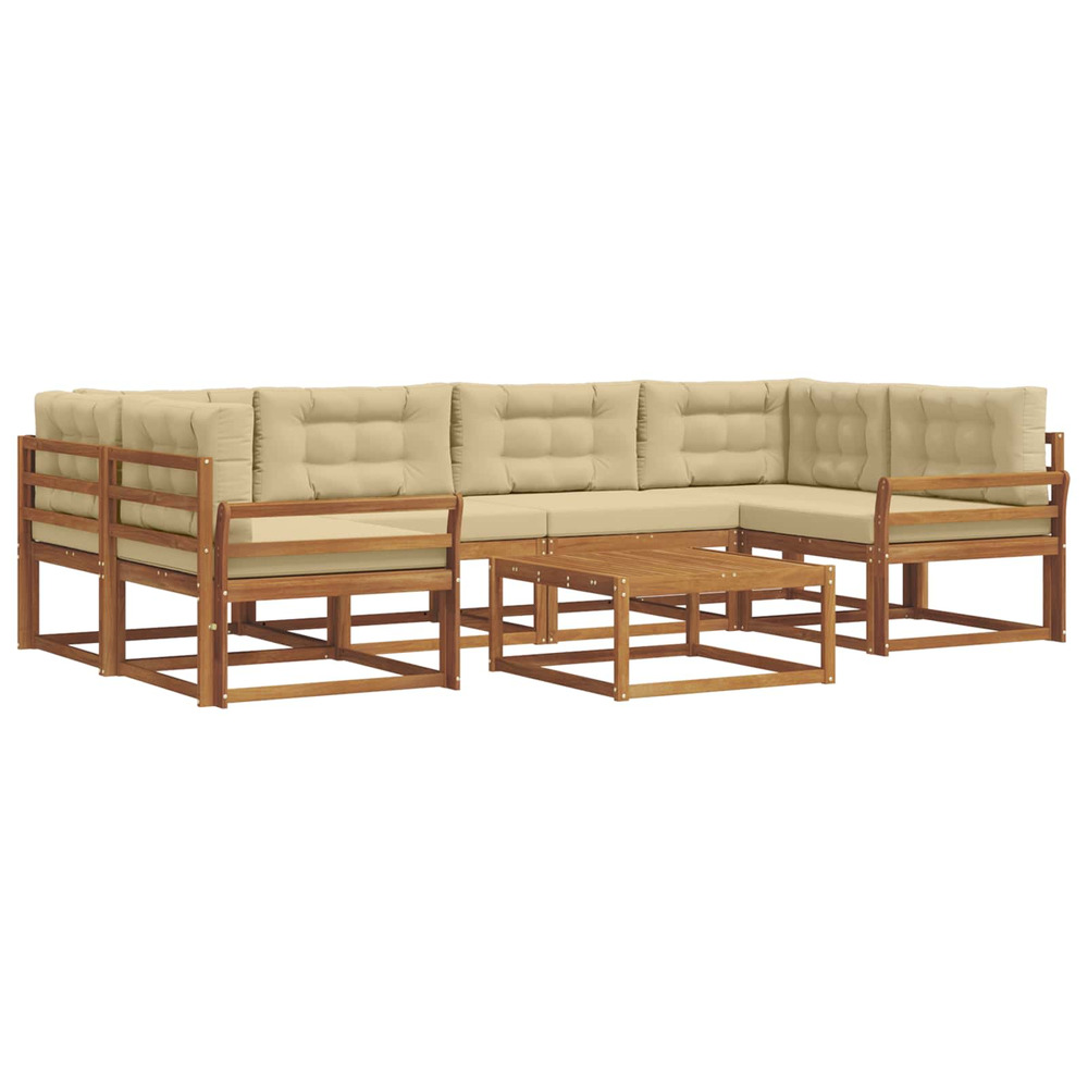 Ensemble de canapés d'extérieur 7 pcs naturel et beige