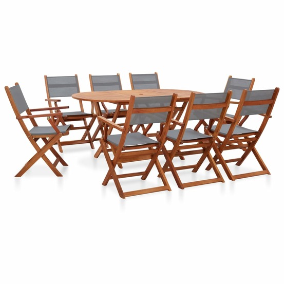 Ensemble à manger d'extérieur 9 pcs bois d'eucalyptus/textilène