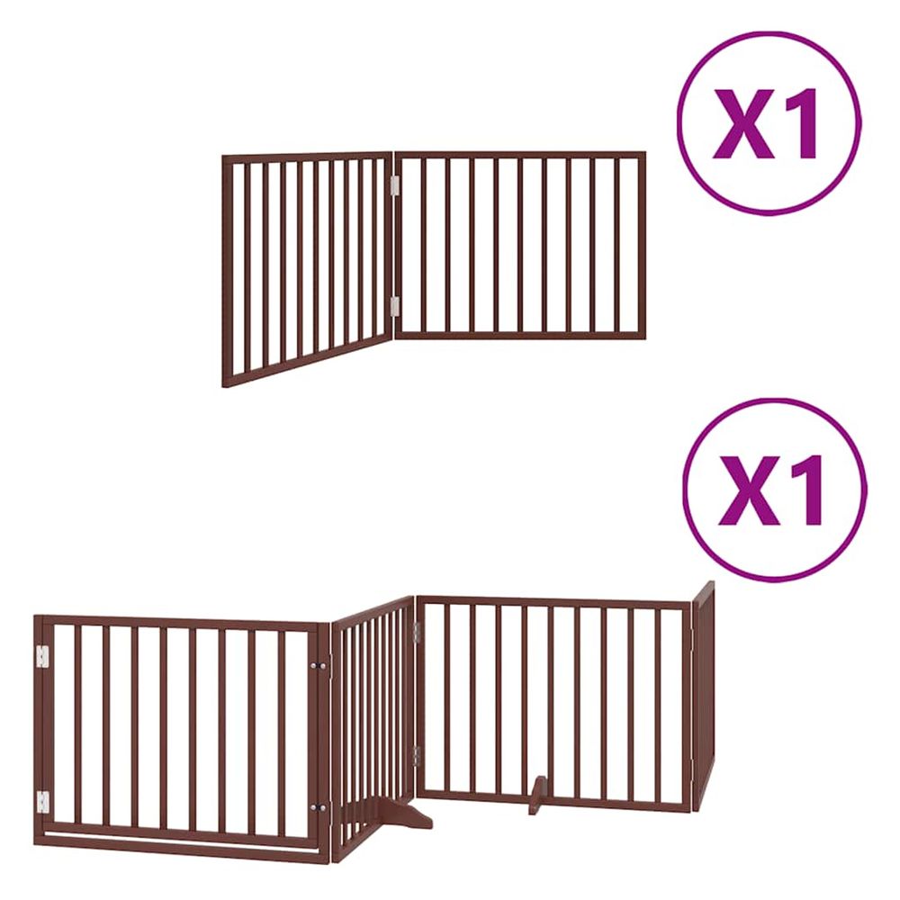 Barrière pour chien avec porte pliable 6 panneaux bois peuplier