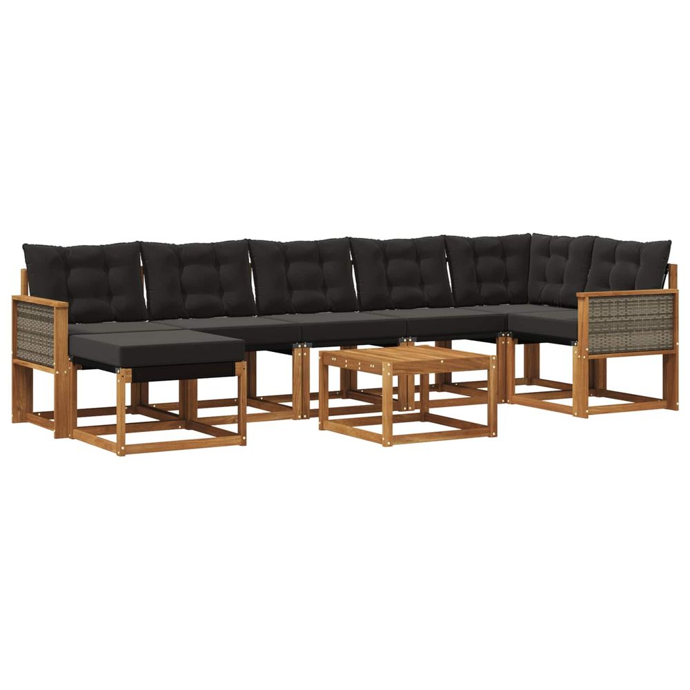 Ensemble de canapés d'extérieur 8 pc naturel et noir