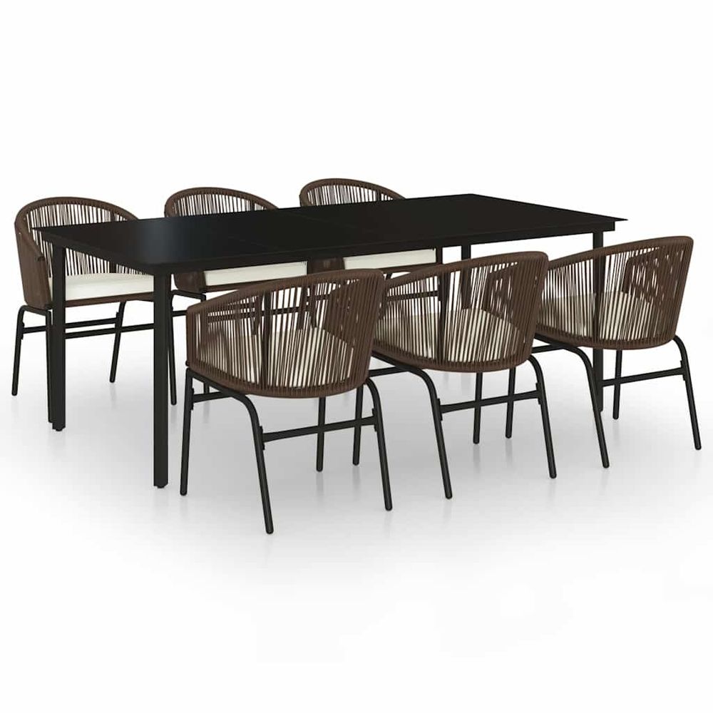 Ensemble à manger de jardin 7 pcs marron