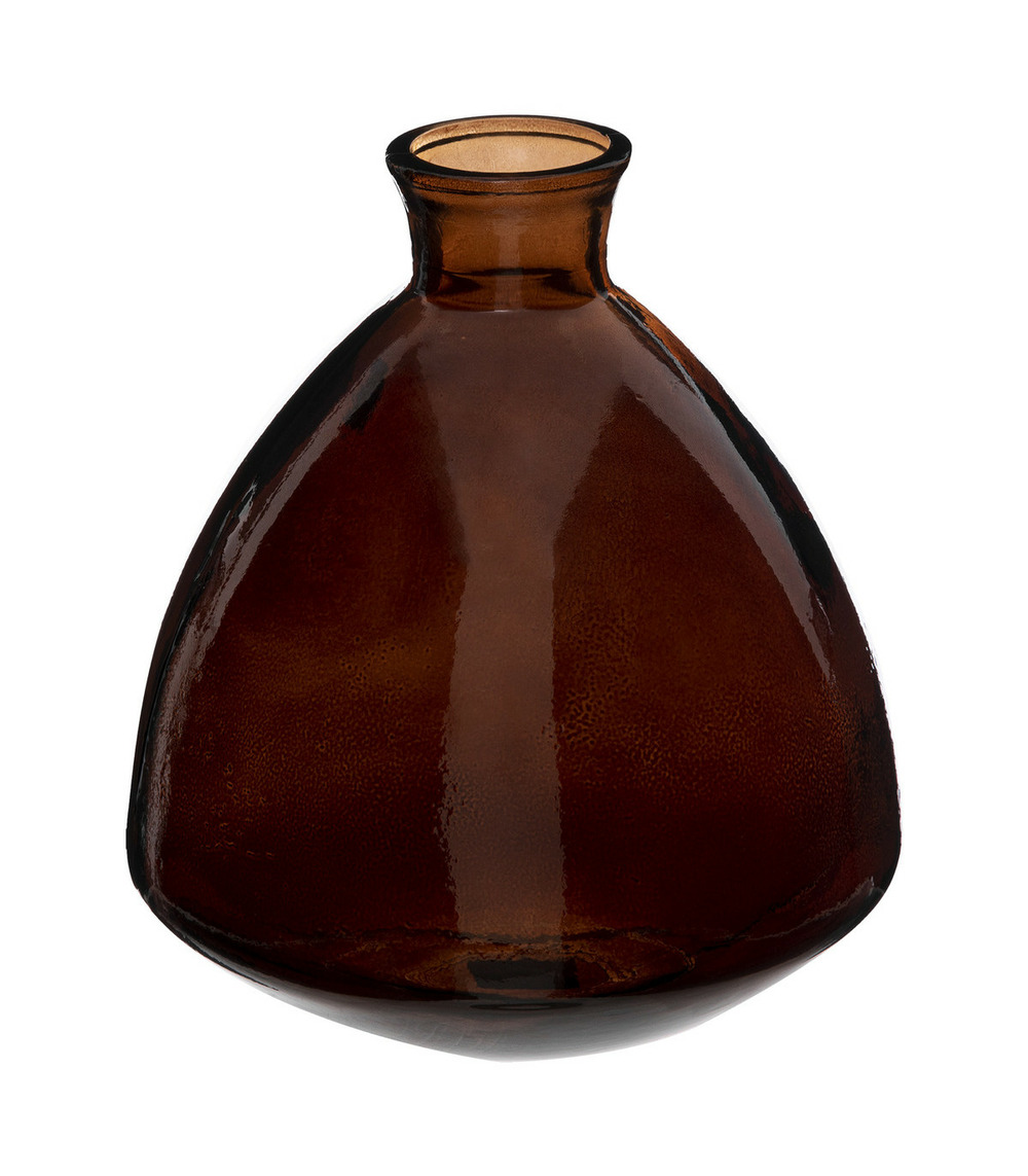 Vase en verre recyclé brun d 16 x h 19 cm