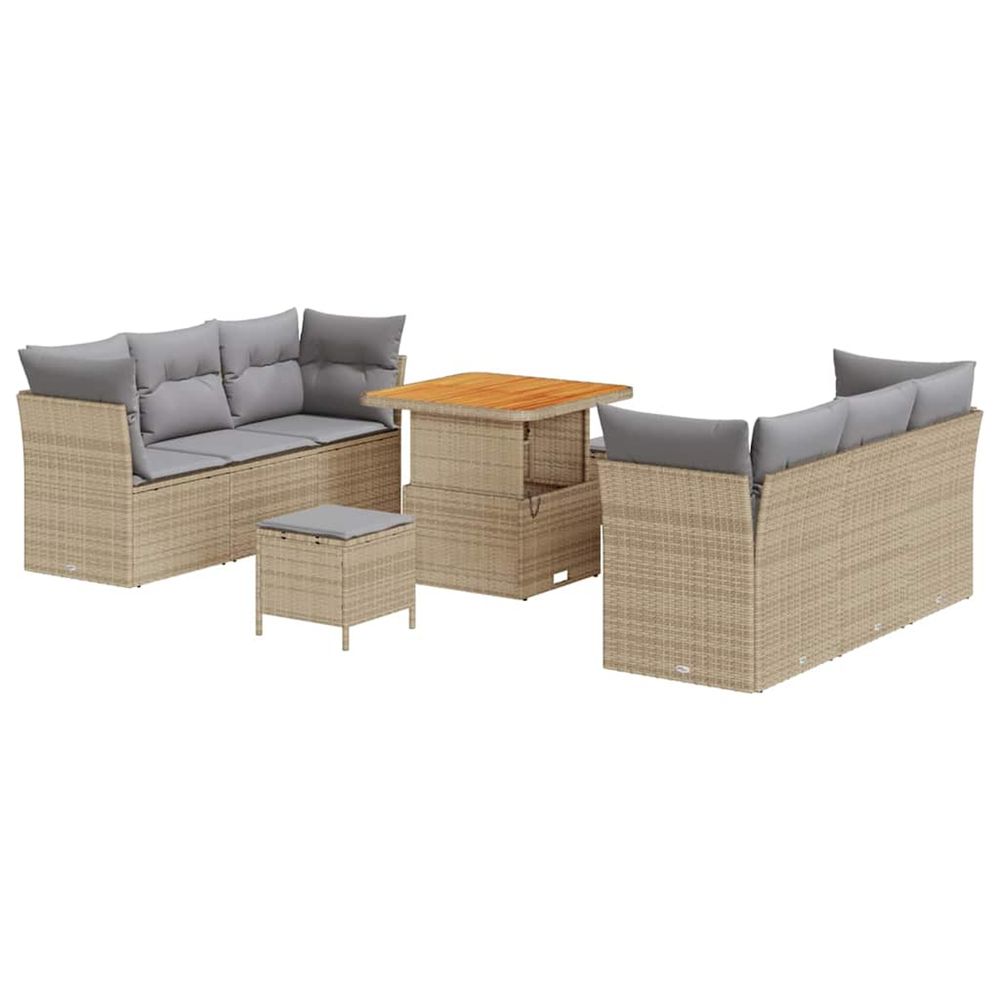 Ensemble de canapé de jardin 9 pcs beige et gris clair