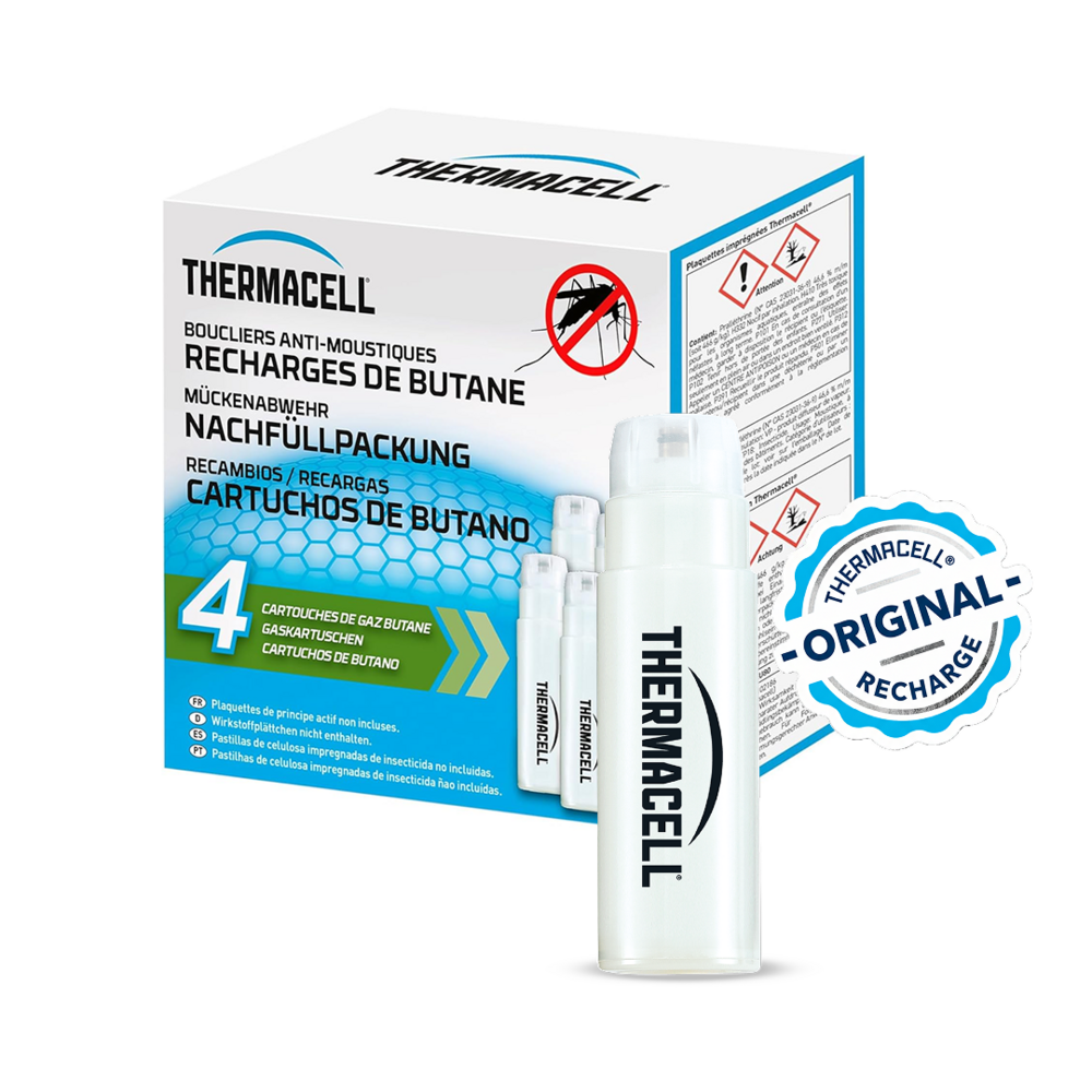 Thermacell - lot de 4 cartouches de gaz butane pour bouclier diffuseur et lanterne anti-moustiques - effet rapide - inodore
