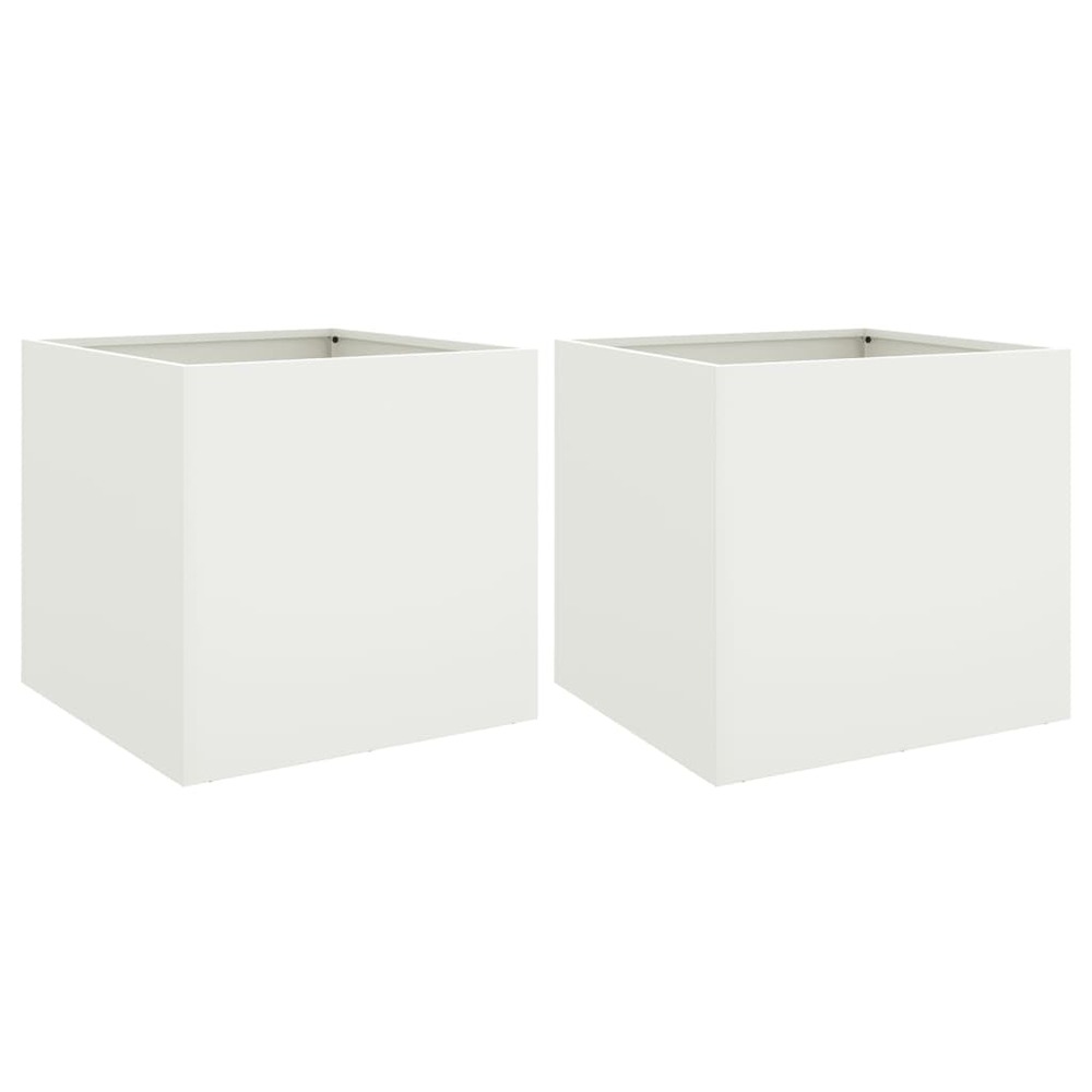 Jardinière bac lit surélevé plantes fleurs jardin terrasses lot de 2 49 x 47 x 46 cm acier blanc