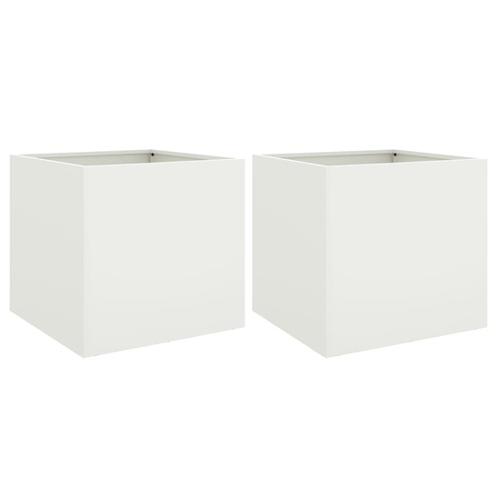 Jardinière bac lit surélevé plantes fleurs jardin terrasses lot de 2 49 x 47 x 46 cm acier blanc