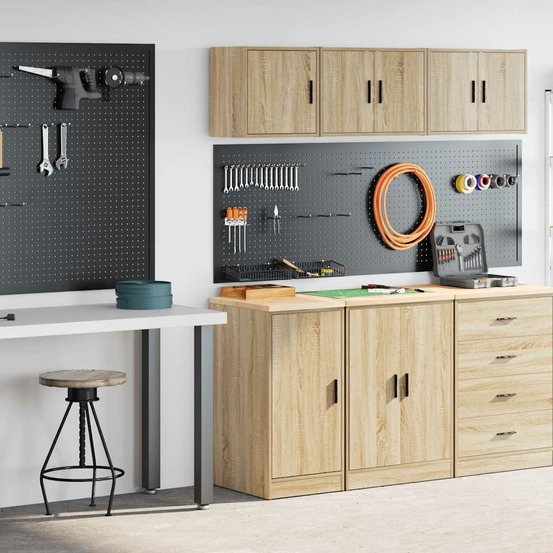 Armoires de garage 2 pcs chêne sonoma bois d'ingénierie