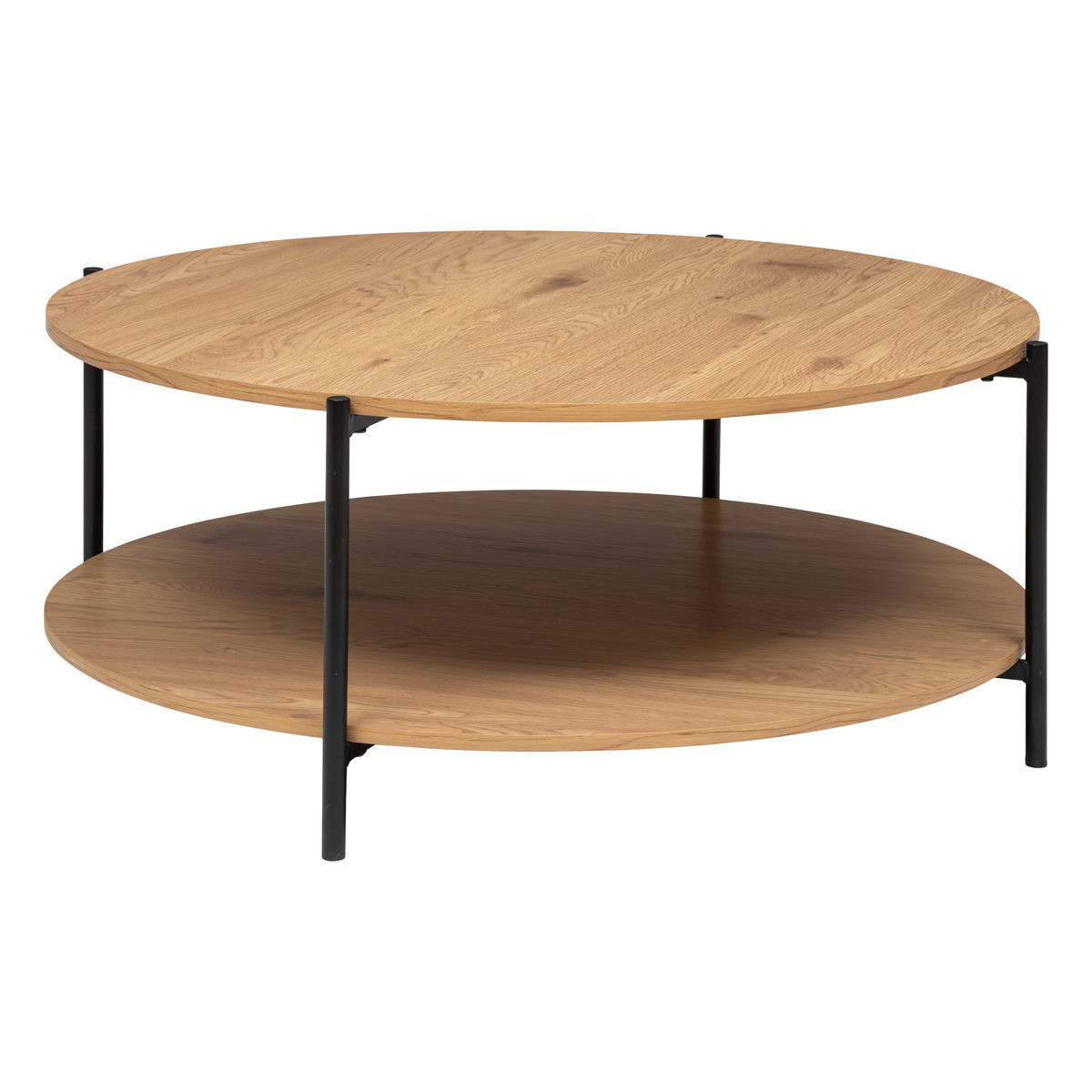 Table basse 2 plateaux en métal et bois d 90 x h 42,5 cm