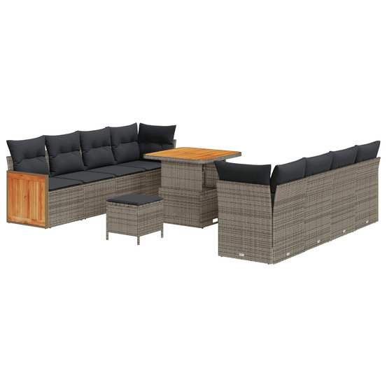 Ensemble de canapé de jardin avec coussin 11 pcs gris