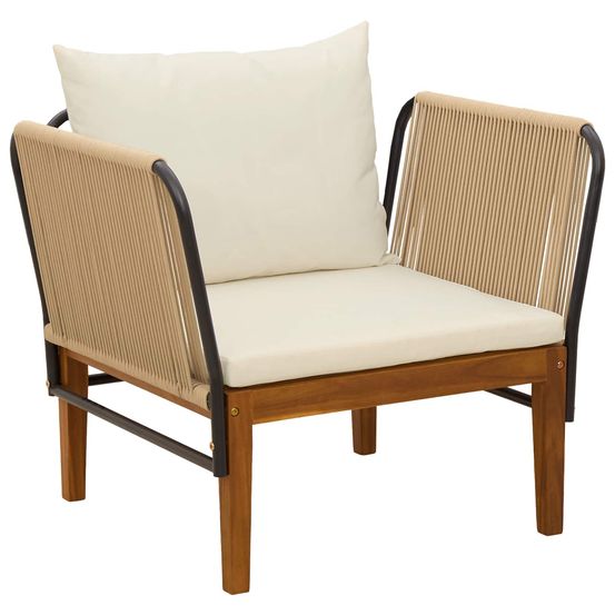 Chaise de jardin avec coussins bois d'acacia massif et corde