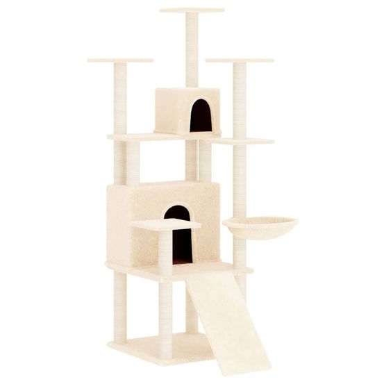 Arbre à chat meuble tour grimper jouet grattage grattoir escalade plateforme avec griffoirs en sisal 154 cm crème