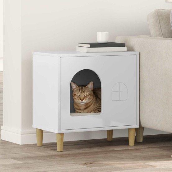 Maison pour chat blanc brillant 51 x 30 x 52 cm