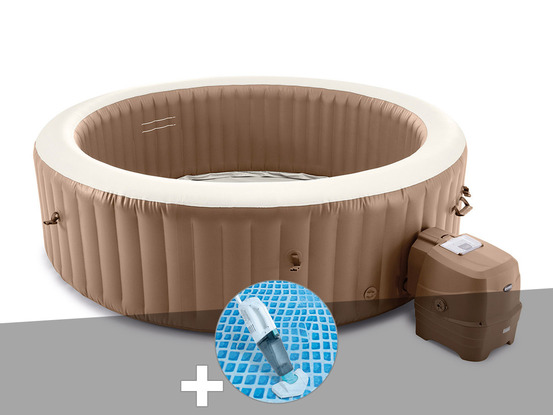Kit spa gonflable purespa sahara rond bulles 8 places + aspirateur