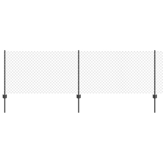 Clôture en chaîne extérieure avec poteau 25 x 0,8 m gris maille