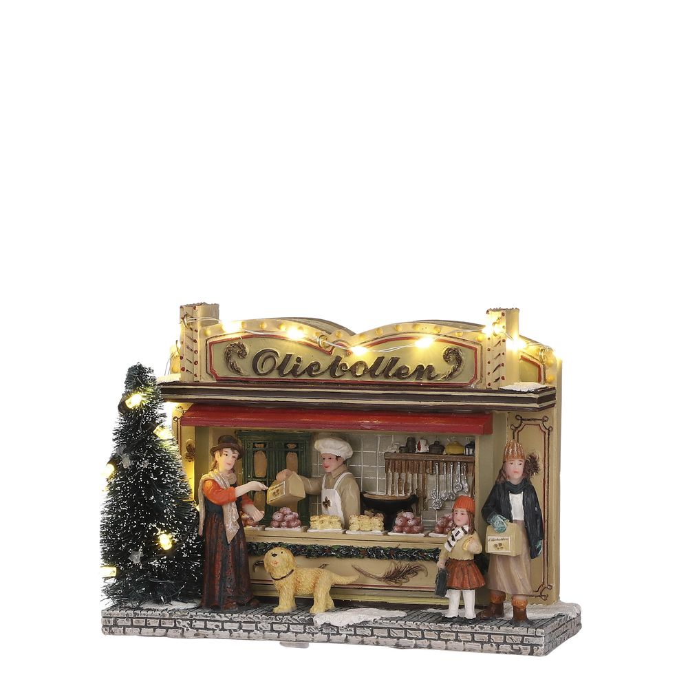 Luville collectables - village de noël miniature stand de beignets h12