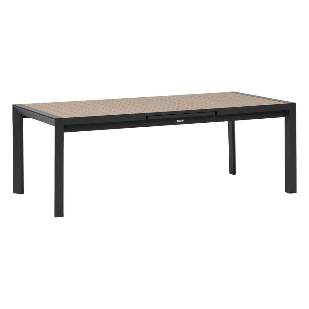 Table de jardin extensible évasion effet bois honey & graphite 10 places en aluminium