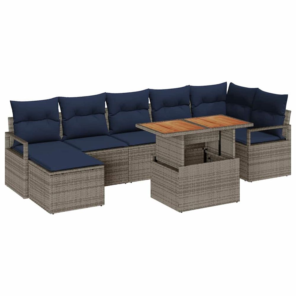 Ensemble de canapé de jardin 8 pc gris polyrotin