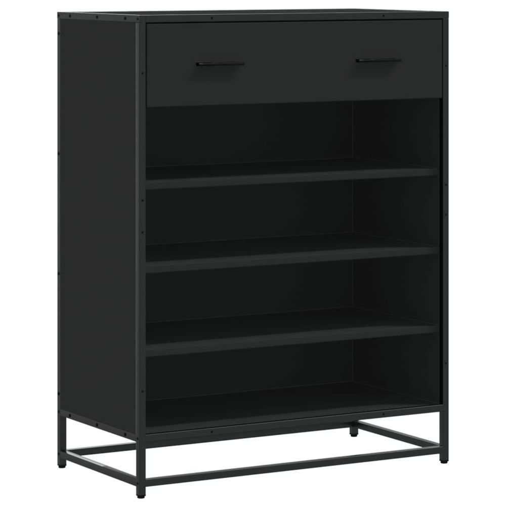 Meuble à chaussures noir 75x38x97,5 cm bois d'ingénierie métal