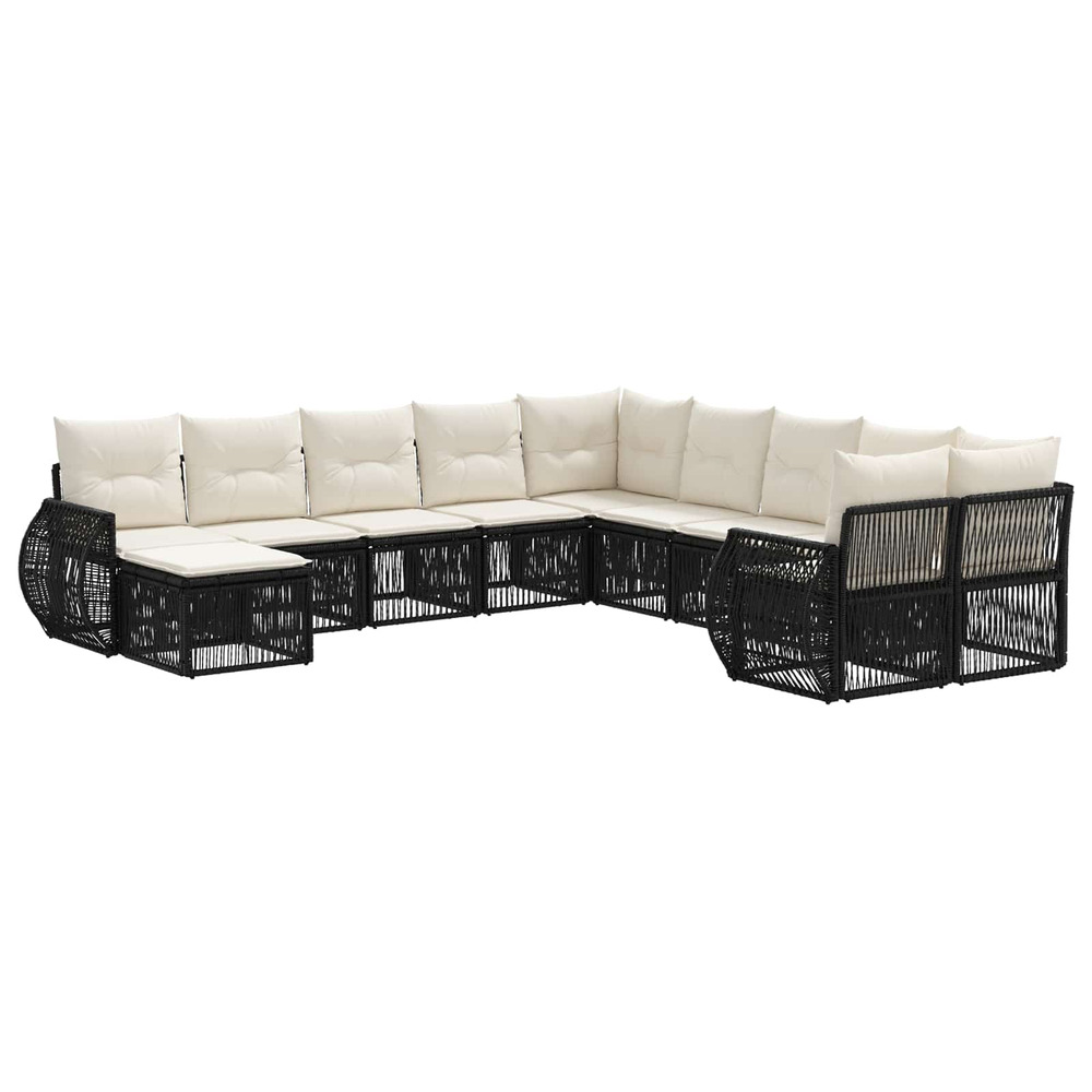 Ensemble de canapé de jardin 11 pcs noir polyrotin