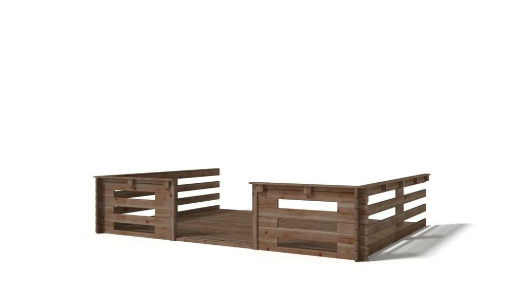 Terrasse en bois avec balustrade pour abri en bois - 12m2 - 4m x 3m - imprégnée - couleur: marron - dom542 - altanka