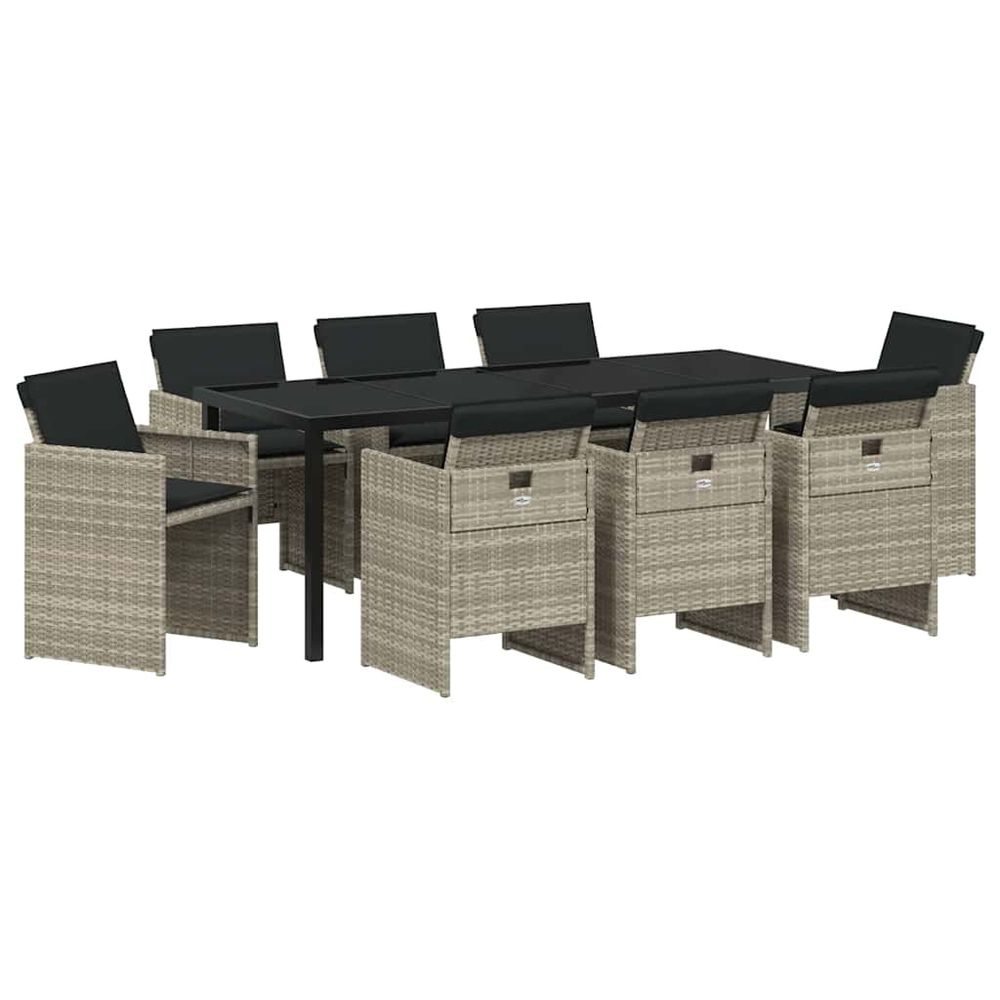 Ensemble de salle à manger pour jardin 9 pc gris clair