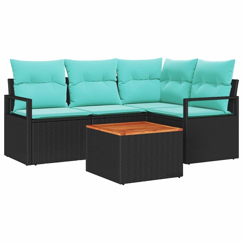 Ensemble de canapé de jardin 5 pc noir polyrotin