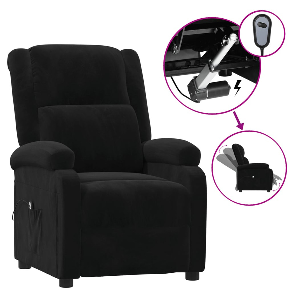 Fauteuil inclinable électrique noir velours