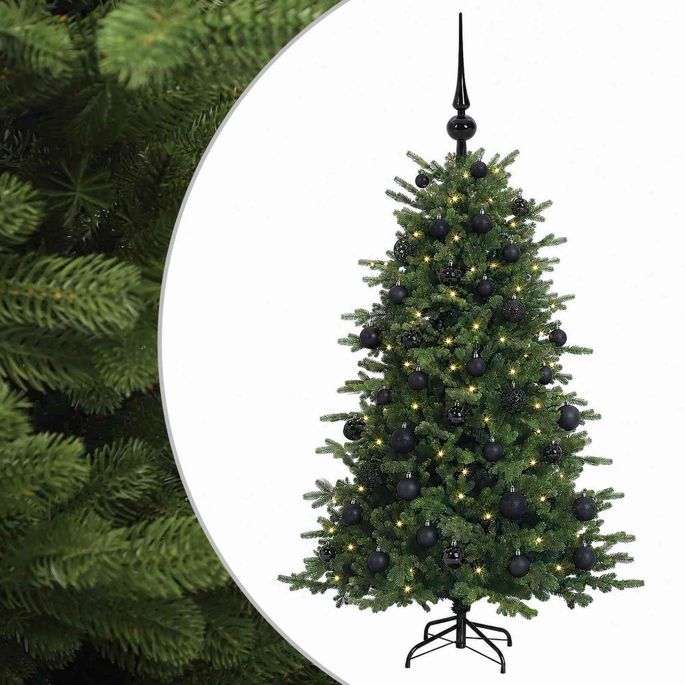 Sapin de noël artificiel avec boules 120 cm 150 led blanc chaud