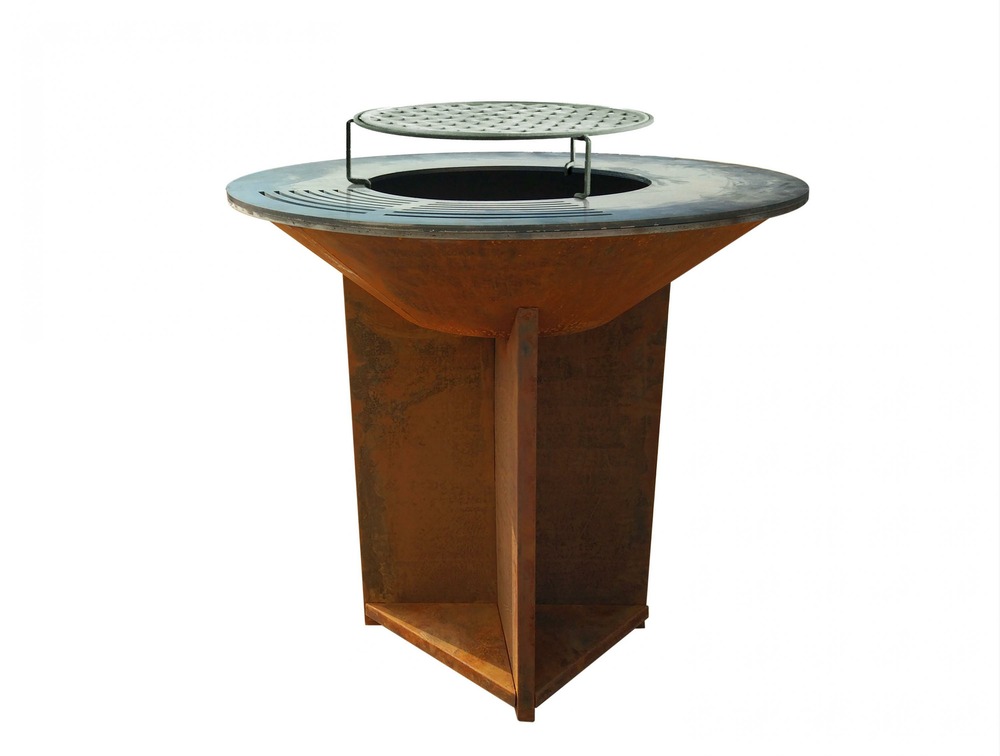 Barbecue braséro charbon ø100cm brun double plancha