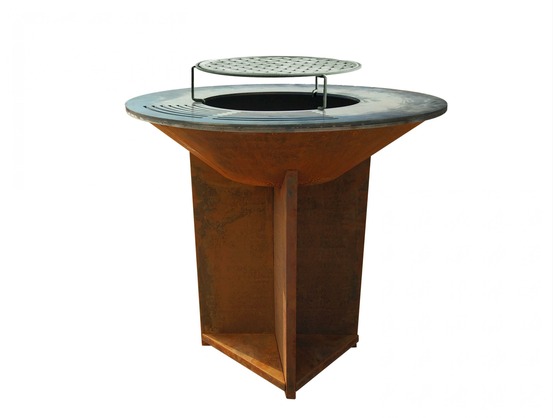 Barbecue braséro charbon ø100cm brun double plancha