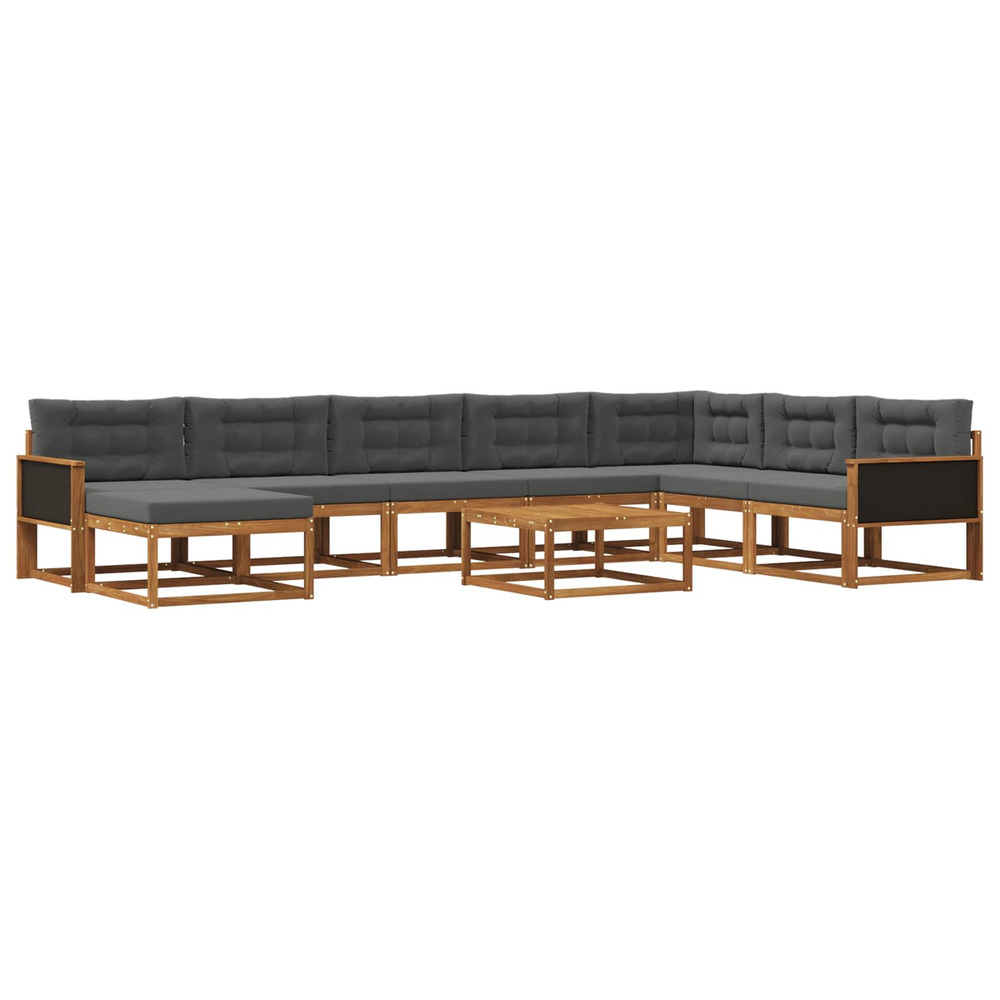 Ensemble de canapés d'extérieur 9 pcs naturel et anthracite
