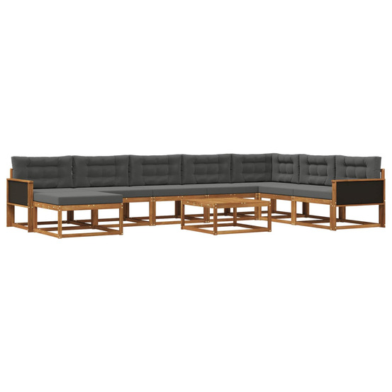 Ensemble de canapés d'extérieur 9 pcs naturel et anthracite